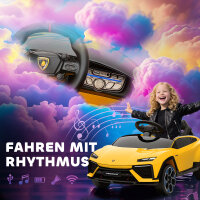 Kinder Elektroauto 12V Kinderauto mit 2,4 GHz Fernbedienung, 2 Motor, Hupe, LED, Musik, 101,5 x 49 x 43 cm, Gelb