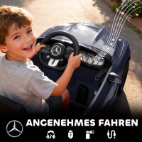 Kinder-Elektroauto, Mercedes-Design, 12V Motoren, Fernbedienung, LED-Lichter, Musik, für 3-6 Jahren Kinder, Grau