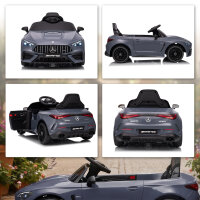 Kinder-Elektroauto, Mercedes-Design, 12V Motoren, Fernbedienung, LED-Lichter, Musik, für 3-6 Jahren Kinder, Grau