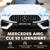 Kinder-Elektroauto, Mercedes-Design, 12V Motoren, Fernbedienung, LED-Lichter, Musik, für 3-6 Jahren Kinder, Weiß