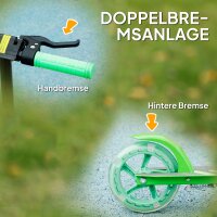 Kinderroller, Doppelte Bremsen, Metallrahmen, Fußstütze, faltbar, 3-8 Jahre, Grün