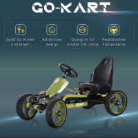 Go Kart Tretauto Tretfahrzeug mit Handbremse Kinderfahrzeug Kettcar Tretfahrzeug mit Verstellbarem Sitz ab 3 Jahren Grün 105 x 54 x 61cm