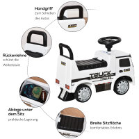 Rutscherfahrzeug Rutscherauto Babyrutscher Kinderfahrzeug lizenziert von Mercedes ANTOS-LKW-Stil mit Licht für Kinder von 12 bis 36 Monaten Metall PP-Kunststoff Weiß+Schwarz 62,5x28,5x45cm