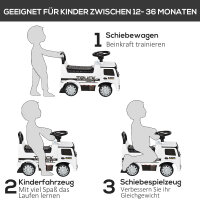 Rutscherfahrzeug Rutscherauto Babyrutscher Kinderfahrzeug lizenziert von Mercedes ANTOS-LKW-Stil mit Licht für Kinder von 12 bis 36 Monaten Metall PP-Kunststoff Weiß+Schwarz 62,5x28,5x45cm