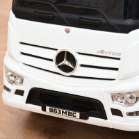 Rutscherfahrzeug Rutscherauto Babyrutscher Kinderfahrzeug lizenziert von Mercedes ANTOS-LKW-Stil mit Licht für Kinder von 12 bis 36 Monaten Metall PP-Kunststoff Weiß+Schwarz 62,5x28,5x45cm
