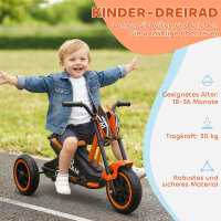 Dreirad, Kinderfahrrad, Laufrad, Kinderrad mit Pedal, Lauffahrrad für Kinder 18-36 Monaten, Stahl, 79x44x47 cm, Orange