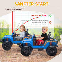 Elektrofahrzeug für Kinder, 12V Batterie, mit Eltern-Kind-Sitz, fernsteuerbar, Musik, Hupe, LED-Lichter, 3-8 Jahre, Blau