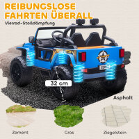 Elektrofahrzeug für Kinder, 12V Batterie, mit Eltern-Kind-Sitz, fernsteuerbar, Musik, Hupe, LED-Lichter, 3-8 Jahre, Blau