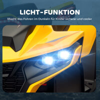 Elektroquad für Kinder, 3-6 km/h, LED-Scheinwerfer, Musik, USB, für 3-8 Jahre, Gelb