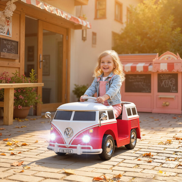 Kinder Elektroauto, 12V Kinderfahrzeug mit MP3, Doppelmotor, Elektrofahrzeug mit Hupe, Sanftanlauf, 89x49x41,5 cm, Rot