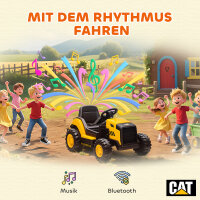 Kinder-Baufahrzeug, Aufsitzauto für Kinder, Fernbedienung, manuelle Steuerung, Bluetooth+Musik-Funktion, 3-6 Jahre, Kunststoff, Stahl, Gelb