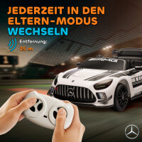 Mercedes-Elektroauto, Aufsitzauto für Kinder, 12V Batterie, LED-Lichter, Musikfunktion, Hupe, 3-8 Jahre, Weiß