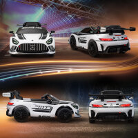 Mercedes-Elektroauto, Aufsitzauto für Kinder, 12V Batterie, LED-Lichter, Musikfunktion, Hupe, 3-8 Jahre, Weiß