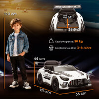 Mercedes-Elektroauto, Aufsitzauto für Kinder, 12V Batterie, LED-Lichter, Musikfunktion, Hupe, 3-8 Jahre, weiß