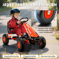 Pedal-Gokart für Kinder, höhenverstellbarer Sitz, EVA-Räder, Bremse, Kupplung, 3-8 Jahre, Rot