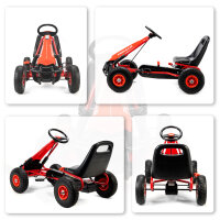 Pedal-Gokart für Kinder, höhenverstellbarer Sitz, EVA-Räder, Bremse, Kupplung, 3-8 Jahre, Rot