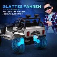 Kinder-Elektroauto mit sanfter Federung, fernsteuerbar, LED-Lichter, Hupe, 12V-Motoren, aus Kunststoff und Metall, Weiß