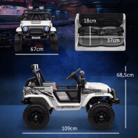 Kinder-Elektroauto mit sanfter Federung, fernsteuerbar, LED-Lichter, Hupe, 12V-Motoren, aus Kunststoff und Metall, weiß