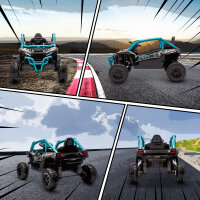 12V Elektrisches Geländefahrzeug für Kinder, Fernbedienung, LED-Lichter, Musik, Hupe, für Kinder von 3-8 Jahren, Blau