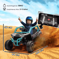 12V elektrisches Geländefahrzeug für Kinder, Fernbedienung, LED-Lichter, Musik, Hupe, für Kinder von 3-8 Jahren, blau