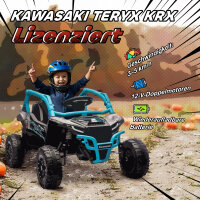 12V elektrisches Geländefahrzeug für Kinder, Fernbedienung, LED-Lichter, Musik, Hupe, für Kinder von 3-8 Jahren, blau