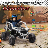 12V Elektrisches Geländefahrzeug für Kinder, Fernbedienung, LED-Lichter, Musik, Hupe, für Kinder von 3-8 Jahren, Grau