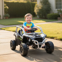 12V Geländefahrzeug für Kinder, Fernbedienung, LED-Lichter, Musik, Hupe, für Kinder von 3-8 Jahren, Grau