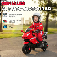 Elektro-Motorrad für Kinder, Hupe, Scheinwerfer, Musikfunktion, 2,5 km/h, Rot