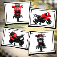Elektro-Motorrad für Kinder, Hupe, Scheinwerfer, Musikfunktion, 2,5 km/h, Rot