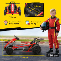 24V Elektro-Go-Kart zum Fahren und Driften, Nylon-Reifen, Sicherheitsgurt, Hupe, Musik für 8-12 Jahre Rot