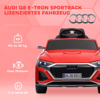 Kinderfahrzeug Audi Q8, 3-5 km/h, Fernsteuerung, Scheinwerfer, Musik, rot