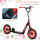 Kinderroller, höhenverstellbarer Tretroller für Kinder, mit Bremse, Ständer, 2 Räder, 50 kg Belastbarkeit, Stahl, Kunststoff, rot