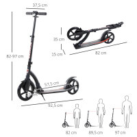 Roller Tretroller Kickscooter Klapproller, klappbar, Stoßdämpfer, ab 14 Jahren, Schwarz