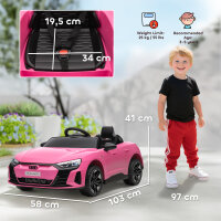 Kinder-Elektroauto mit Fernbedienung, Sicherheitsgurt, Hupe, Musik, Scheinwerfer, bis 5 km/h, 3-5 Jahre, Rosa