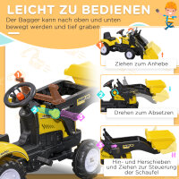 Kinder-Radlader, bewegliche Schaufel, Hupe, Pedalantrieb, ab 3 Jahren, Metallrahmen, gelb, 114 x 41 x 52 cm