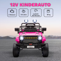 Kinder Elektroauto 12V Kinderauto Elektrisch mit 2,4 GHz Fernbedienung 2 Motor Hupe LED Musik für 3-8 Jahre Rosa
