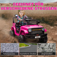 Kinder Elektroauto 12V Kinderauto Elektrisch mit 2,4 GHz Fernbedienung 2 Motor Hupe LED Musik für 3-8 Jahre Rosa