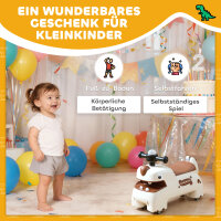 Ruschauto, Dino-Design, Lenkrad, Lichter, Geräusche, 4 Räder, Cremeweiß+Braun