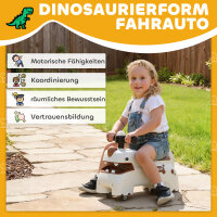 Rutschauto, Dino-Design, Lenkrad, Lichter, Geräusche, 4 Räder, Cremeweiß+Braun