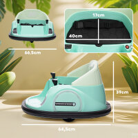 Autoscooter, 360° Rotation, 2 km/h Geschwindigkeit, Sicherheitsgurt, LED-Lichter, Musik und Hupe, Grün