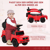 Rutschauto mit Schiebstange Mercedes-Benz G350 Rutschfahrzeug mit Lenkrad 3-in-1 Schiebeauto für 18-36 Monate Kinder Rot