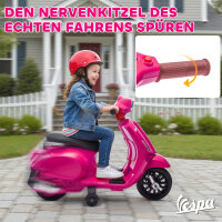 Elektro Motorrad Kinder Vespa 6V Elektromotorrad mit Stützrädern, Scheinwerfer, Hupe für 2-6 Jahre 71 x 37 x 52 cm Rosa