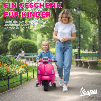 Elektro Motorrad Kinder Vespa 6V Elektromotorrad mit Stützrädern, Scheinwerfer, Hupe für 2-6 Jahre 71 x 37 x 52 cm Rosa