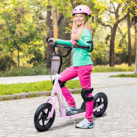 Tretroller, Scooter für Kinder, mit Handbremse, Ständer, 12 Zoll Räder, ab 5 Jahren, Stahl, Rosa 120 x 52 x 88 cm
