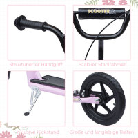 Tretroller, Scooter für Kinder, mit Handbremse, Ständer, 12 Zoll Räder, ab 5 Jahren, Stahl, Rosa 120 x 52 x 88 cm