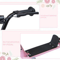 Tretroller, Scooter für Kinder, mit Handbremse, Ständer, 12 Zoll Räder, ab 5 Jahren, Stahl, Rosa 120 x 52 x 88 cm