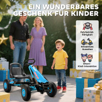 Pedal-Gokart für Kinder, höhenverstellbarer Sitz, EVA-Räder, Bremse, Kupplung, 3-8 Jahre, Blau