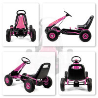 Pedal-Gokart für Kinder, höhenverstellbarer Sitz, EVA-Räder, Bremse, Kupplung, 3-8 Jahre, Rosa