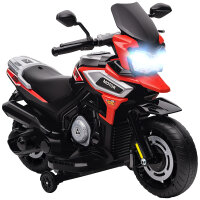 Elektro-Motorrad für Kinder von 18-36 Monaten, Aufsitz-Fahrzeug, Hilfsräder, Lichter, Musik, Kunststoff, Stahl, rot
