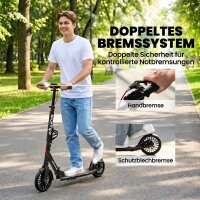 Cityroller Aluminium Höhenverstellbar & Klappbar Scooter mit 200 mm PU-Räder ABEC-7 Kugellager Dual-Bremssystem
